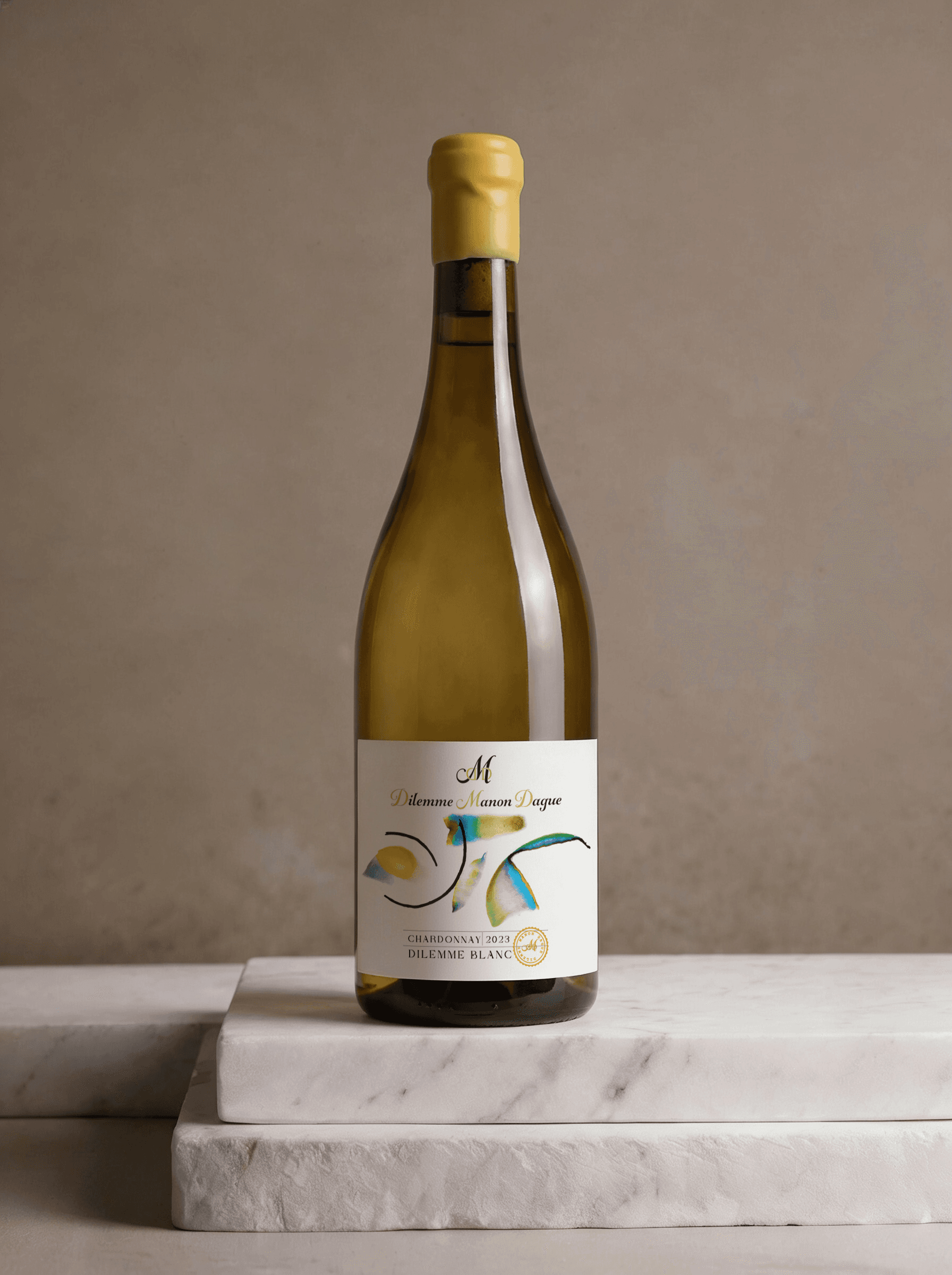 Bouteille de Dilemme Blanc Chardonnay.